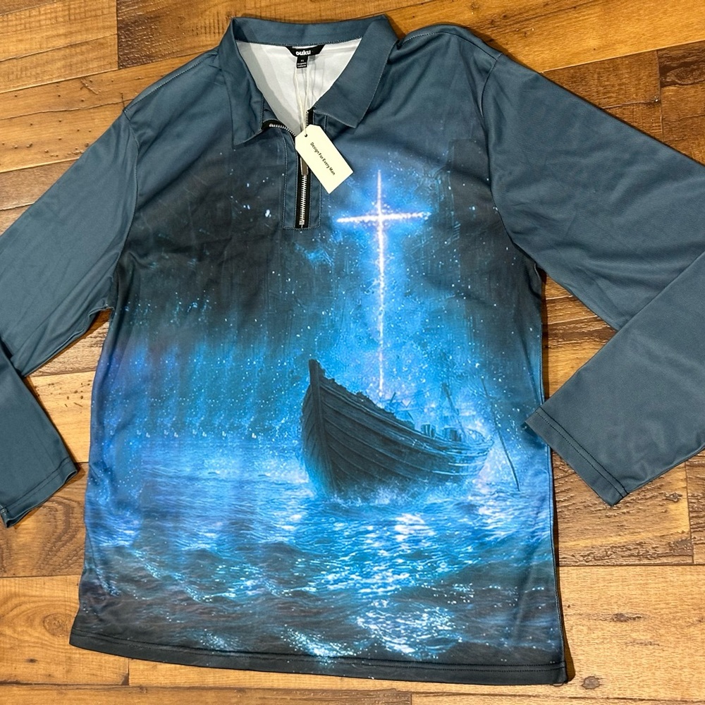 Men's Religious Graphic Long Sleeve Shirt